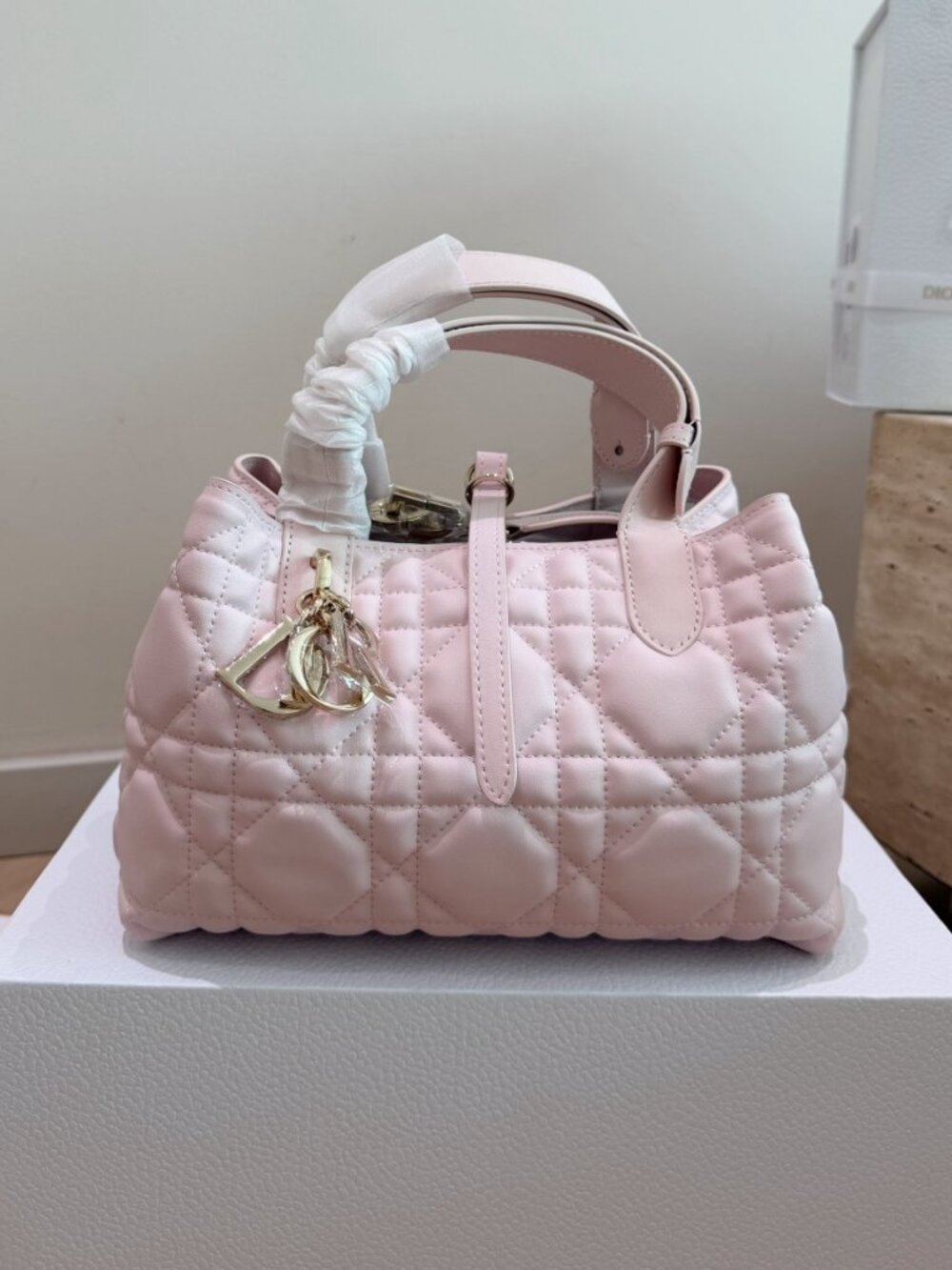 Dior Toujours Small Handbag Light Pink Cannage Quilted Calfskin